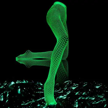 Дамски мрежести чорапи Noctilucence, стилни мрежести чорапогащи за партита, найлонови чорапогащи, светещи мрежести чорапи