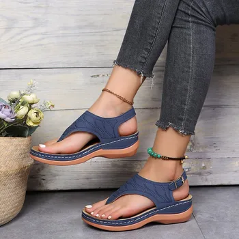 Дамски обувки големи размери, нестандартен лятото 2023, сандали в римски стил в коледна елха, открит чорап, однолинейная обтегач, ежедневни дамски сандали с клип на чорап