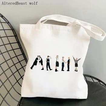 Дамски чанта за пазаруване, художествена чанта с принтом в стил Бътерфлай, холщовая чанта за пазаруване в стил харадзюку, дамски чанти-тоут на рамото