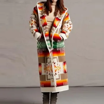 Дамско Модно Дълго Палто с качулка в етнически стил, в стил Бохо, Без Връхни Дрехи, Подходящи Цветове, Големи Размери S-5XL, Новост 2023