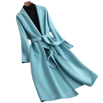 Дамско палто от чист кашмир Hwitex, кожа яке от 100% вълна, официални дамски зимни палта за жени HW2022