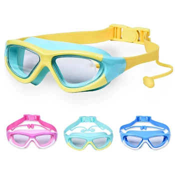 Детски Очила за плуване, водоустойчив очила за плуване, фарове за мъгла, UV очила за басейн с берушами, очила за гмуркане за деца 3-12 години