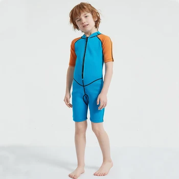 Детски водолазный костюм с къси ръкави, бански костюм от неопрен с дебелина 2 мм, бански костюм за гмуркане, неопрен за сърфиране за момчета