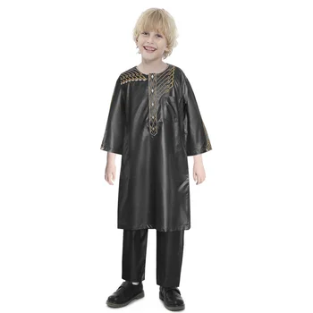 Детски халат за баня, монофонични мюсюлмански комплект с кръгло деколте, мюсюлмански комплект от няколко цвята, детски мюсюлмански комплект, арабски костюм, детски комплект