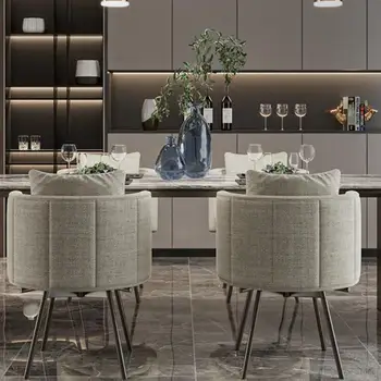 Дизайнерски нов постмодернистский луксозна кожа art италиански маса за хранене, стол за голямо семейство в гонконгском стил с минимално пространство