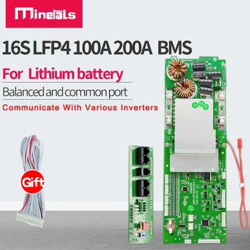 Домакински устройство за съхранение на енергия BMS 16S 100A 200A 48V инвертор SMART BMS паралелна връзка CAN RS485 Батерия на слънчева енергия BMS
