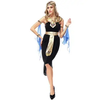 Доставка 24 часа в Секси костюми царица на Древен Египет Костюм на Клеопатра за възрастни Хелоуин, маскарад вечерна рокля Размер S