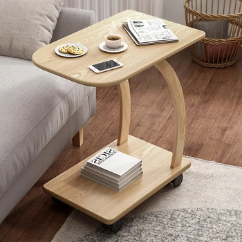 Дървена творчески приставной масичка, модерен Подвижен малка масичка за кафе с колела, мини-диван, подпомагаща мебелите за Дневна