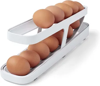 Държач за яйца количка за хладилник, Пластмасова опаковка яйца, Поставка за яйца, Кухненски хладилник, Органайзер за Съхранение на Контейнер