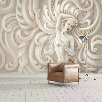 Европейският Стил на 3D Релефна Фигура Скулптура Ангел Фотообои Тапети Хол и Спалня Луксозен Хотел на Фона на Стената 3 D Стенопис