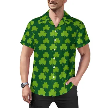 Ежедневни ризи на Деня на Св. Патрик, плажна риза Лъки Green Shamrock, хавайски модни блузи, мъжки по поръчка, големи размери