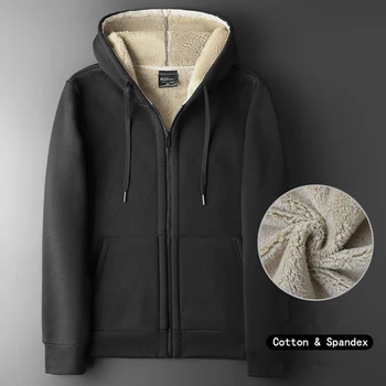 Есенно-зимни hoody от овче руно, жилетка, блузи, големи размери мъжки спортен топ, руното дебело яке с качулка, модни палта 2022