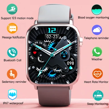 За Android и IOS 1,85-инчови умни часовници с Bluetooth-разговори за мъже, поддръжка на 123 спортове 2022, Нови женски смарт часовник с въртящи се бутони, женски + кутия
