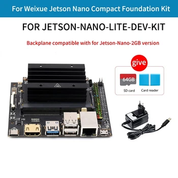 За в jetson Nano 4GB + 16G Lite DEV AI Такса за разработка на Модул Jetsonnano + 64G SD карта + четец + Захранване 5V 3A