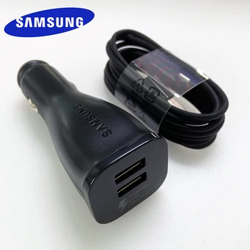 Зарядно за кола Samsung Dual USB Адаптивни Fast Adapter, Micro/Type C Кабел за предаване на данни за Galaxy s9 s10 s8 S23 S21 S22 Note10 plus A54 A14
