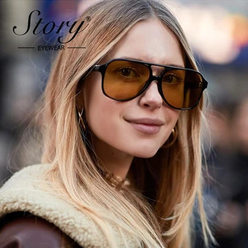 ИСТОРИЯ на Модерен класически Слънчеви очила за пилоти, жени, мъже, Марка 2021, Дизайн, Мода реколта оранжеви лещи, включване на слънчеви очила с UV400 S40032N