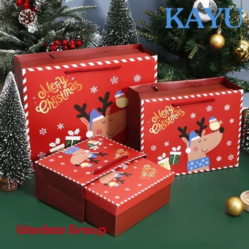 Изработена по Поръчка Червена Магнитна Сгъваема Подарък кутия с Лого, Коледна голяма Подарък кутия за опаковане на Подаръци в Навечерието на Коледа