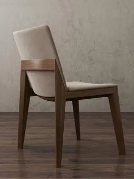 Индивидуален Стол за Хранене от масивно Дърво в Скандинавски Стил, Домашен Модерен Проста Ленена Стол От Естествена Кожа, Стол За Почивка, Стол За Магазин Млечен Чай
