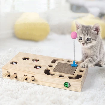 Интерактивни Играчки за котки, Упражнения за домашни любимци, Забавни Котки, закачка-пръчка, когтеточка за котки, дървена игра 