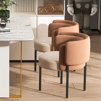 Италиански Луксозни леки кадифени трапезни столове за кухненски мебели, скандинавските дизайнерски столове с облегалка, Домашни столове за грим за почивка