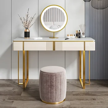 Италиански луксозен тоалетка За малко семейство, просто масичка за грим, бюро на златна табла, Модерна самостоятелна мебели за грим XF30YH