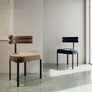 Италиански минималистичен модерен стол за хранене, Мебели за дома, кафенета, Стол за почивка с полудуговой облегалка, творчески леки луксозни трапезни столове