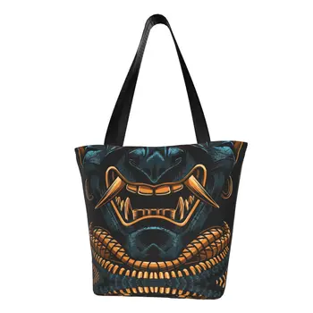 Кавайная страхотна чанта за пазаруване Samurai Злато за еднократна употреба, Япония, Демон, холщовая чанта за пазаруване, чанта за пазаруване