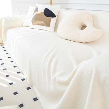 Калъф за диван от прежди HGX-Loop, меки завивки за дивана, кърпа с пискюли, модерен и универсален декор за хола и спалнята.
