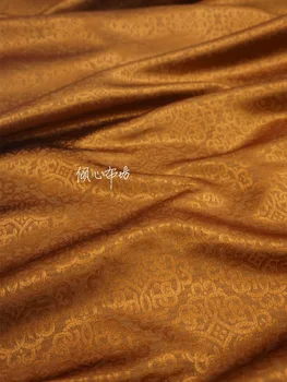 Китайска класика Брокат жаккардовый атлас Златисто-кафява коприна плат Сатен de soie Satén коприна hanfu плат САМ patchworkbag