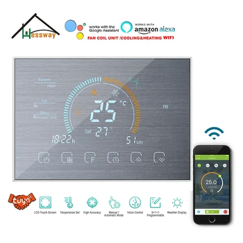 Климатик-високо качество HESSWAY, 4/2-тръбен термостат, Wi-Fi за черно/бял/сребрист панел, допълнителен ключ за регулиране на температурата и втрисане