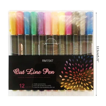Комплект метални маркери химикалки 8 цвята 12 цвята Комплект маркери химикалки с двойна линия и выносными линии JIAN