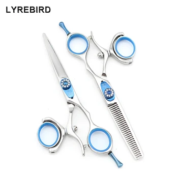 Комплект ножици за коса 5,5 инча или 6 инча с въртяща дръжка на 360 градуса, професионални ножици за коса, благородна новост висок клас Lyrebird