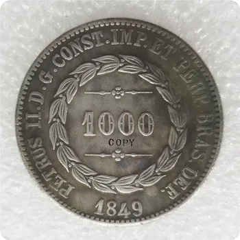 Копирна монета 1849 г. в 1000 Реев Бразилия - praça dom pedro II
