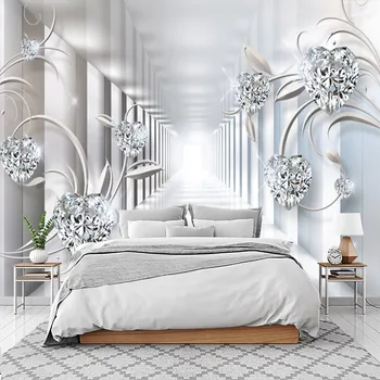 Космически коридор, Диамантена цвете, Индивидуални 3D-стенни тапети, самозалепващи се тапети, хол, спалня, фонова стена на дивана