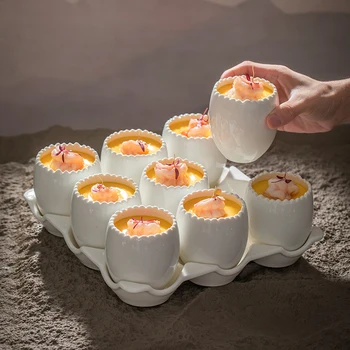 Креативна керамична купа във формата на яйца Тави за съхранение на яйца, Ресторанти, хотели Характерна декоративна стъклария, Домакински съдове