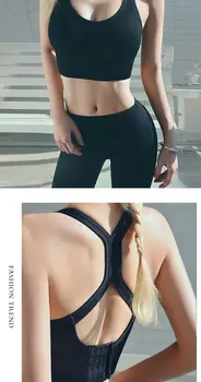 Кръст спортен сутиен Женски устойчив на удари с течаща облегалката плюс Размер тениски за йога, Fat mm