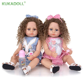 Кукла KUKADOLL 55 см Близнаци Reborn Baby Doll с пълна силикон корпус, колекция наряжающихся играчки, може да плува за деца, подарък за Рожден Ден, Другарю игри