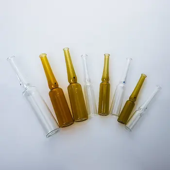 Лаборатория за 1/2/5/10/20 мл прозрачен/кафява стъклена гъвкава ампульная бутилка с извито гърло, ампульная бутилка за течни лекарства