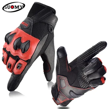 Летни мотоциклетни защитни мрежести ръкавици за мотоциклетист, ретро вашия мотор, Кожата S-XXL, сензорен екран, Дишащи мъжки и женски