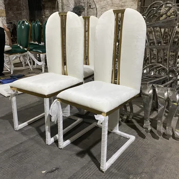 Луксозен стол за хранене от неръждаема стомана със златно покритие за домашна хол, търговски мода, просто в европейски стил, творчески кафенета