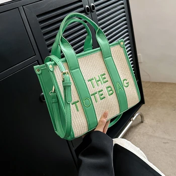 Луксозна дизайнерска сламена чанта-тоут и портфейл, дамска чанта през рамо, новост 2023, плажна чанта-високо Качество на софтуера