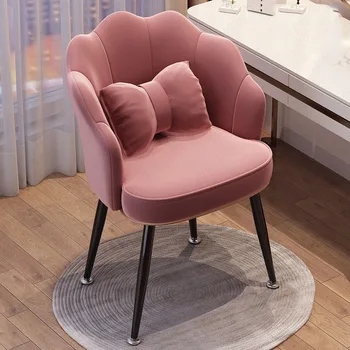 Луксозни розови столове, метални съвременно бархатное стол за четене, сладък корейски силлоны, ергономична модерни мебели за дневна