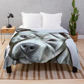 Любител на кучета порода Питбул, с красив дизайн питбуля със синьо носа на тази нежна и предана на породата, каре, меко одеяло