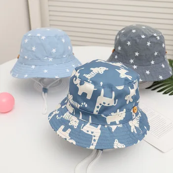 Лятна детска памучен мультяшная шапка-кофа за момчета с флорални принтом за малки момичета, солнцезащитная шапка с цветен модел, детска шапка-капор