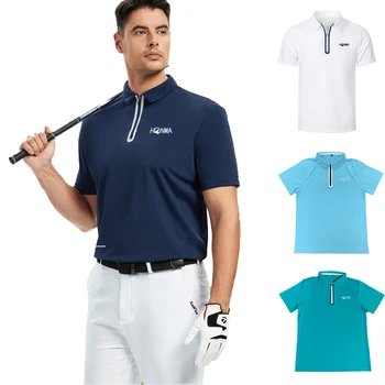 Лятна нови дрехи за голф, мъжка тениска с къс ръкав, впитывающая влагата, быстросохнущий трикотаж, еластична спортна дишаща тениска с високо качество