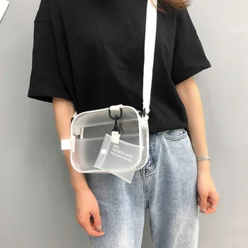 Лятна новост 2023, модерна студентска чанта през рамо, прозрачна малка чанта, дамски желейная чанта, изработена от PVC, просто женствена чанта на едно рамо