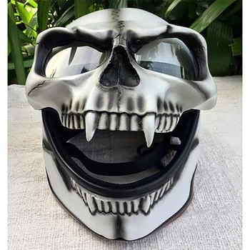Мека маска под формата на черепа, украса за мотоциклетни каски, козирка под формата на черепа с виртуален скелет, с леща, маска за cosplay на Хелоуин