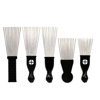 Метална афро-пръчка с широк зъб за стягане на къдрава коса, Гребен, професионален Фризьорски Инструмент за полагане на кос в Салона E0BC
