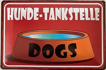 Метална играчка лого, Кучета -hunde-Tankstation, класически ретро сладко кученце гърне, домашна градинска будка за кучета, стенен декор, метална лидице знак 8x12 см
