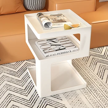 Минималистичные тесни нощни шкафчета цвят бял, Допълнителен Модерен и луксозен малка странична масичка в скандинавски стил, мебели за дома Mesilla GXR45XP